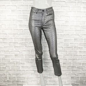 ISABEL MARANT Mainline Women's Silver Metallic Pants Crop size 36 26w